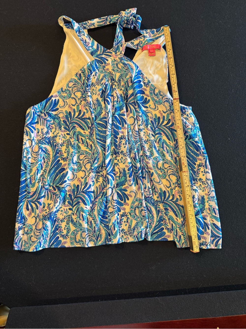 Lilly Pulitzer Blue & Cream Paisley Halter Top Sz XL